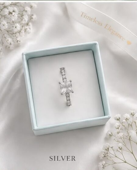 Elegant Silver Stone Ring R003
