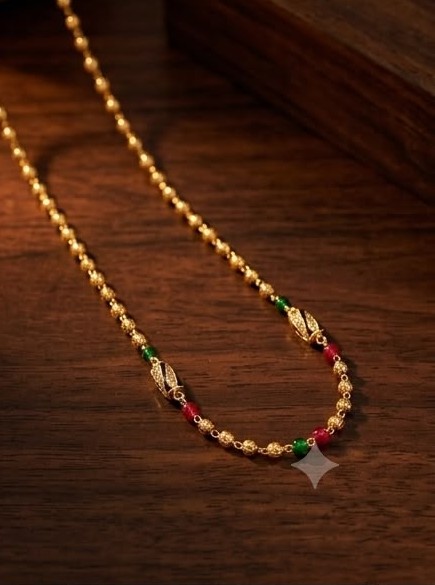 Necklace Mangalsutra with Red & Green Beads N005