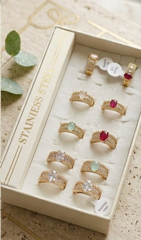 Stainless steel stone rings R002