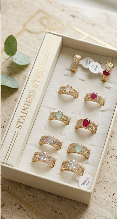 Stainless steel stone rings R002